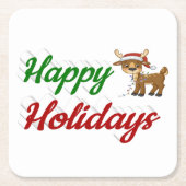 prettige feestdagen kerstscript Reindeer Kartonnen Onderzetters (Voorkant)