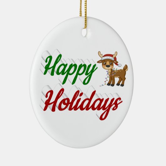 prettige feestdagen kerstscript Reindeer Keramisch Ornament (Rechts)