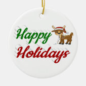 prettige feestdagen kerstscript Reindeer Keramisch Ornament (Voorkant)