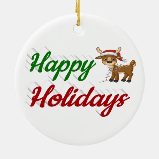 prettige feestdagen kerstscript Reindeer Keramisch Ornament (Achterkant)