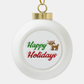 prettige feestdagen kerstscript Reindeer Keramische Bal Ornament (Voorkant)