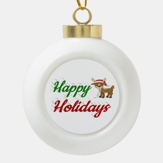 prettige feestdagen kerstscript Reindeer Keramische Bal Ornament (Voorkant)