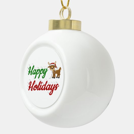 prettige feestdagen kerstscript Reindeer Keramische Bal Ornament (Rechts)