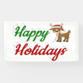 prettige feestdagen kerstscript Reindeer Spandoek (Horizontaal)