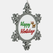 prettige feestdagen kerstscript Reindeer Tin Sneeuwvlok Ornament (Links)