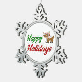 prettige feestdagen kerstscript Reindeer Tin Sneeuwvlok Ornament (Rechts)