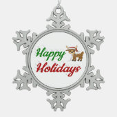 prettige feestdagen kerstscript Reindeer Tin Sneeuwvlok Ornament (Voorkant)