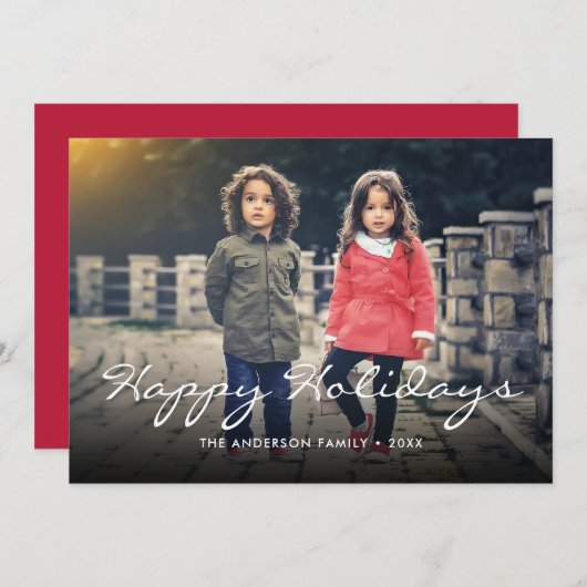 prettige feestdagen kerstscript Typografie Feestdagenkaart (Voorkant / Achterkant)