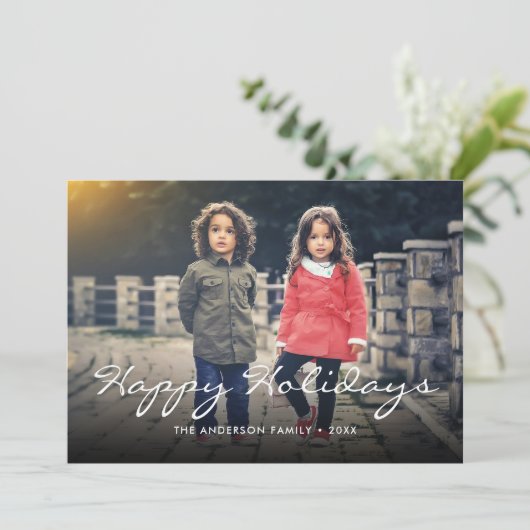 prettige feestdagen kerstscript Typografie Feestdagenkaart (Staand voorkant)