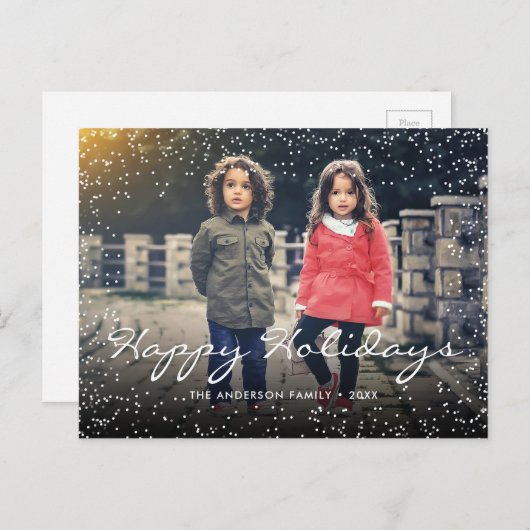 prettige feestdagen kerstsneeuw Aangepaste foto (Voorkant / Achterkant)