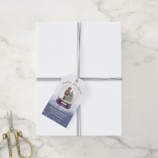 prettige feestdagen kerstsneeuw Wereldbol Nutkrake Cadeaulabel (Met Touw)