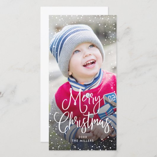 prettige feestdagen kerstsneeuwfoto feestdagenkaart (Voorkant / Achterkant)