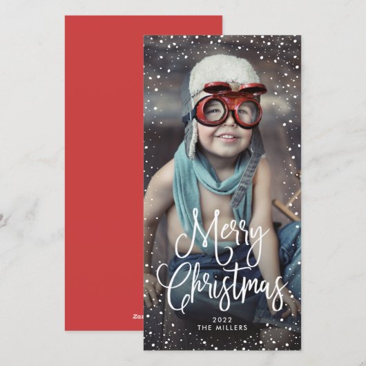 prettige feestdagen kerstsneeuwfoto feestdagenkaart (Voorkant / Achterkant)