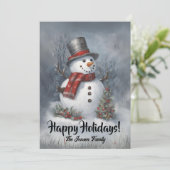 Prettige feestdagen Kerstsneeuwpop8, Kaart (Staand voorkant)