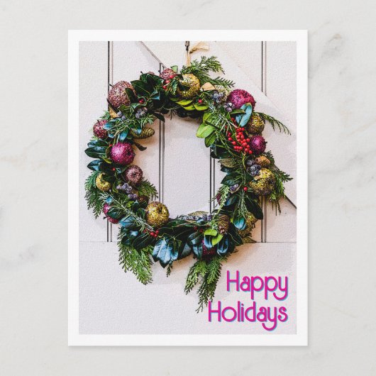 Prettige feestdagen Kerststal Moderne Krans \ (Voorkant)