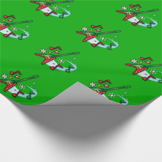 prettige feestdagen Kerststeen Guitar en Notes Cadeaupapier (Hoek)