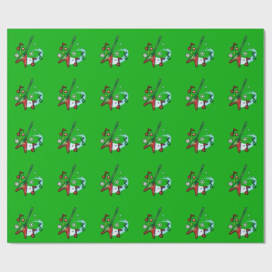 prettige feestdagen Kerststeen Guitar en Notes Cadeaupapier (Vlak)