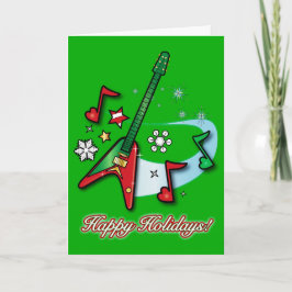 prettige feestdagen Kerststeen Guitar en Notes Kaart