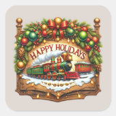 Prettige feestdagen Kersttrein Vierkante Sticker (Voorkant)
