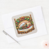 Prettige feestdagen Kersttrein Vierkante Sticker (Envelop)