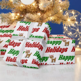 prettige feestdagen kersttypografie cadeaupapier