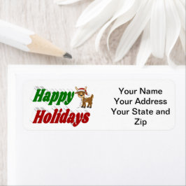 prettige feestdagen kersttypografie etiket