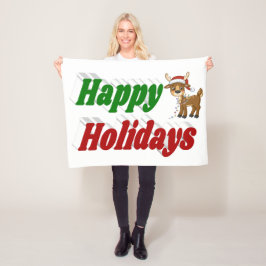 prettige feestdagen kersttypografie fleece deken