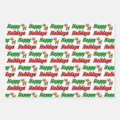 prettige feestdagen kersttypografie inpakpapier vel (Voorkant)