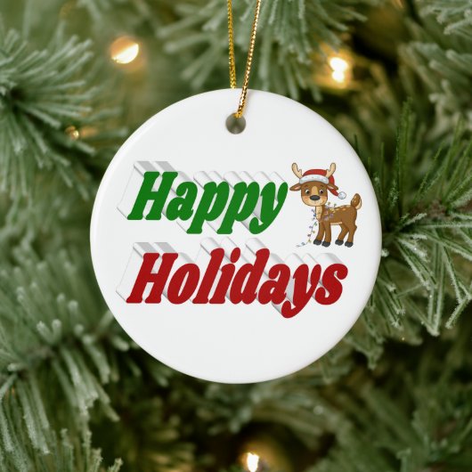 prettige feestdagen kersttypografie keramisch ornament (Boom)