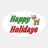 prettige feestdagen kersttypografie ovale sticker (Voorkant)