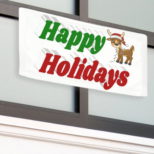 prettige feestdagen kersttypografie spandoek (Buitenkant Gebouw)