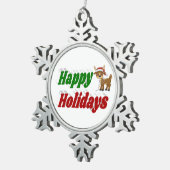 prettige feestdagen kersttypografie tin sneeuwvlok ornament (Rechts)