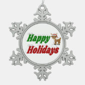 prettige feestdagen kersttypografie tin sneeuwvlok ornament (Voorkant)