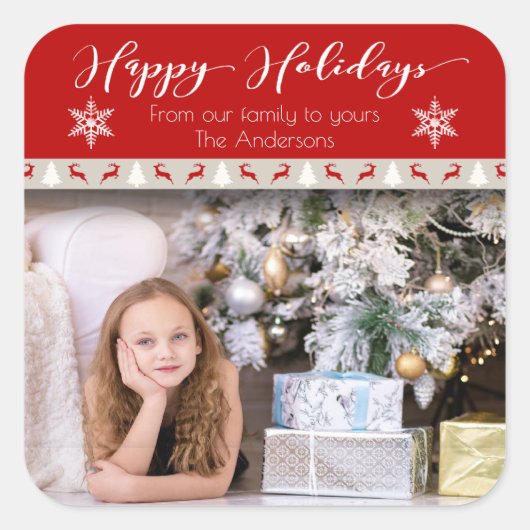 Prettige feestdagen Kerstvakantie - Vierkante Sticker (Voorkant)