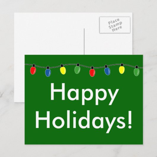 Prettige feestdagen Kerstverlichting briefkaarten (Voorkant / Achterkant)