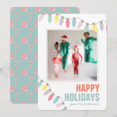 Prettige feestdagen Kerstverlichting Fotovakantie Feestdagenkaart (Voorkant / Achterkant)