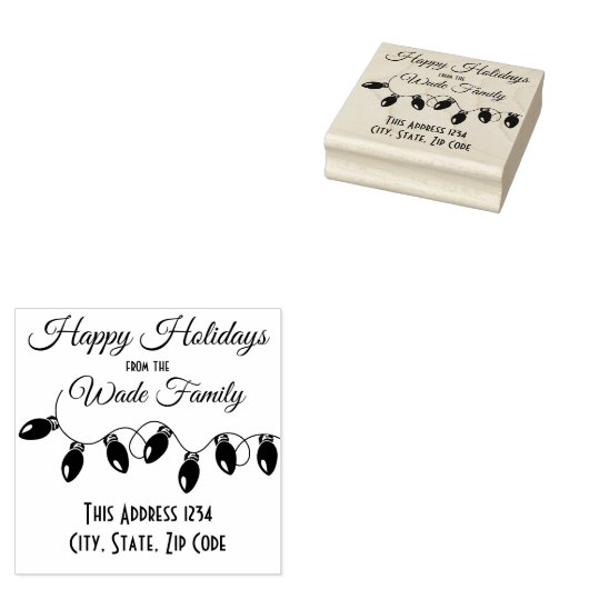 Prettige feestdagen Kerstverlichting Rubberstempel (Gestempeld)