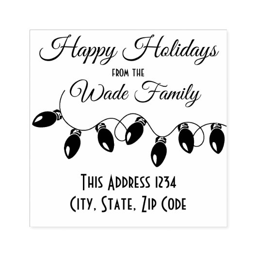 Prettige feestdagen Kerstverlichting Rubberstempel (Afrduk)