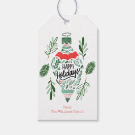 prettige feestdagen kerstversiering cadeaulabel