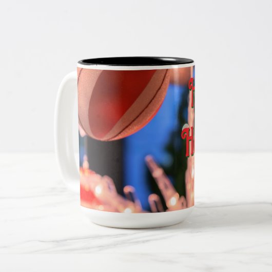 Prettige feestdagen Kerstversiering en Tweekleurige Koffiemok (Voorkant links)