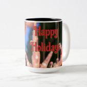 Prettige feestdagen Kerstversiering en Tweekleurige Koffiemok (Voorkant rechts)