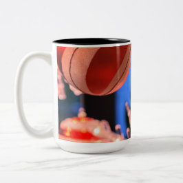 Prettige feestdagen Kerstversiering en Tweekleurige Koffiemok