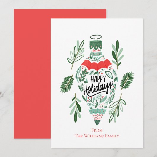 prettige feestdagen kerstversiering feestdagenkaart (Voorkant / Achterkant)