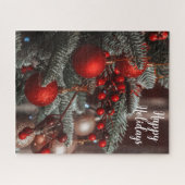 prettige feestdagen kerstversiering in de boom legpuzzel (Horizontaal)