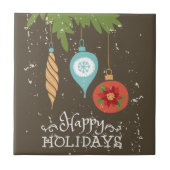 prettige feestdagen kerstversiering tegeltje (Voorkant)