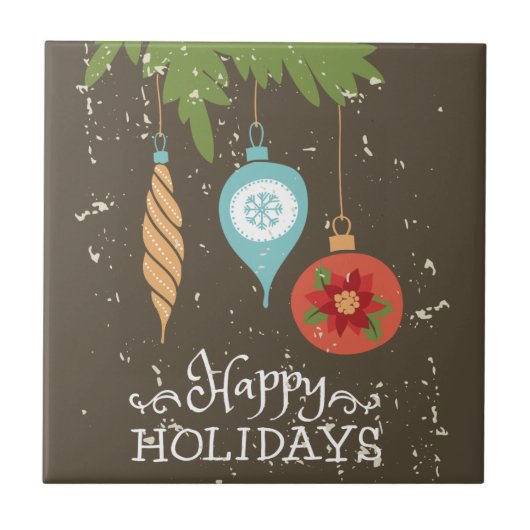 prettige feestdagen kerstversiering tegeltje (Voorkant)