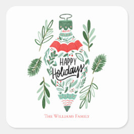 prettige feestdagen kerstversiering vierkante sticker