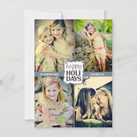 prettige feestdagen kerstviadfoto's met vier Kaart (Voorkant)