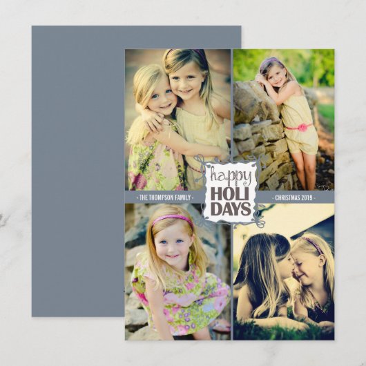 prettige feestdagen kerstviadfoto's met vier Kaart (Voorkant / Achterkant)