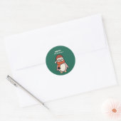 prettige feestdagen Kerstviering van de pinguïn Ronde Sticker (Envelop)